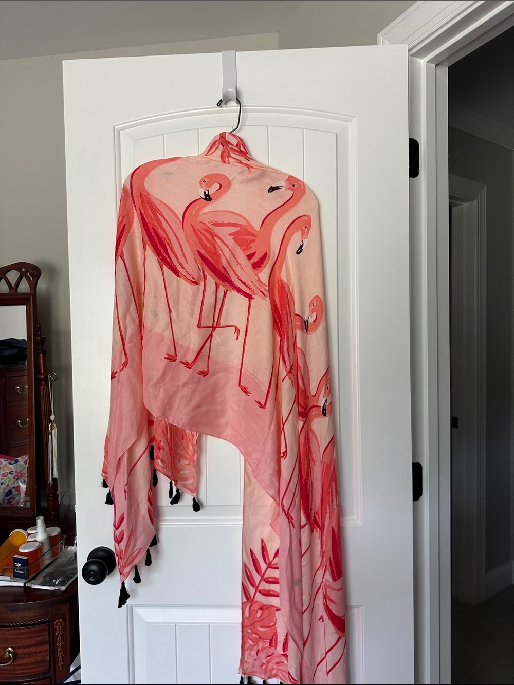 Kate Spade Lightweight Flamingo Print Scarf - Pink/Coral - Picture 3 of 3
